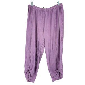 Oh My Gauze Women XL Gauze Pants Lilac Purple Pull On Stretch Bohemian Boho Crop